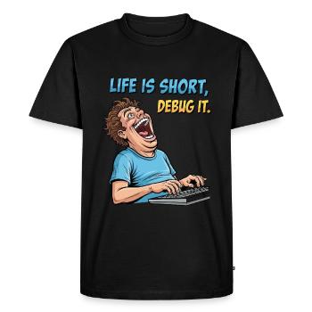 Déboguer votre vie : chemise de programmeur informatique drôle - T-shirt Premium bio Homme - noir - Devant - Nico (187cm)