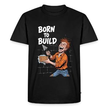 Bricklayer Funny – Born to Build Craftsman Heart - Men's Premium Organic T-Shirt - black - Front - Nico (187cm)