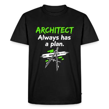 Architect always has a plan – Funny saying - Men's Premium Organic T-Shirt - black - Front - Nico (187cm)