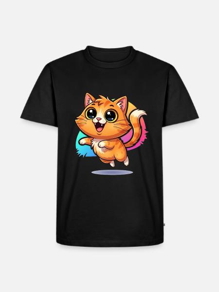 Fluffy budbringer af held og lykke: Sød kat med googly øjne - Herre Premium økologisk T-shirt - sort