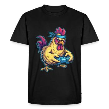 Gambling chicken: Gamer Hahn Power - Men's Premium Organic T-Shirt - black - Front - Nico (187cm)