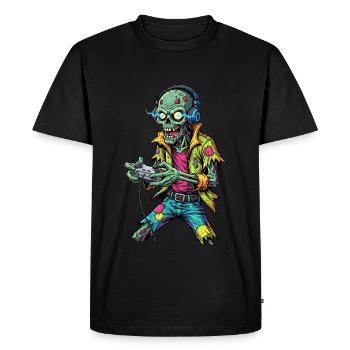 Zombie Gamer: Funny & Retro Gaming Fan Design - Men's Premium Organic T-Shirt - black - Front - Nico (187cm)