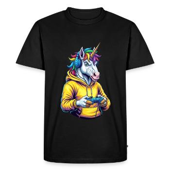 Unicorn Gamer : Votre Chemise de Rêve Gamer - T-shirt Premium bio Homme - noir - Devant - Nico (187cm)