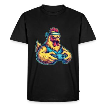 Gaming Chicken Gamer: Your controller fighter! - Men's Premium Organic T-Shirt - black - Front - Nico (187cm)