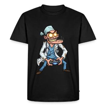 Mad Doctor Gamer | Gambles jour et nuit - T-shirt Premium bio Homme - noir - Devant - Nico (187cm)
