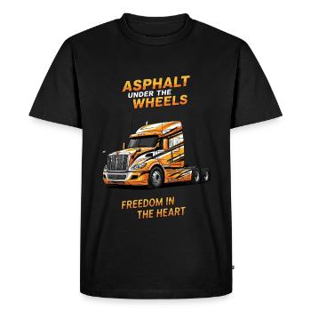 Truck driver heart & asphalt. Your trucker design - Men's Premium Organic T-Shirt - black - Front - Nico (187cm)