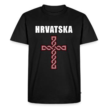 Croatia Hrvatska Pleter Cross Balkan Gift - Men's Premium Organic T-Shirt - black - Front - Nico (187cm)