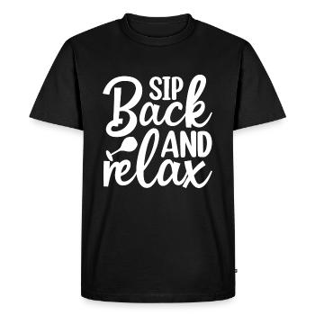 Sip Back And Relax - Wine Saying - Men's Premium Organic T-Shirt - black - Front - Nico (187cm)