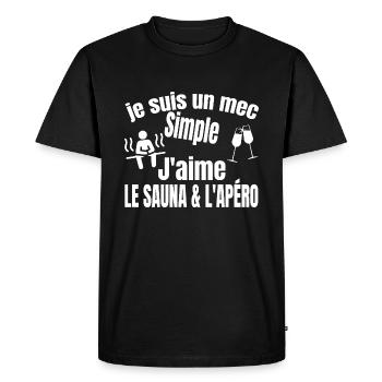 sauna et apéro - T-shirt Premium bio Homme - noir - Devant - Nico (187cm)
