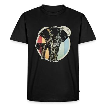 Colorful retro elephant - Men's Premium Organic T-Shirt - black - Front - Nico (187cm)