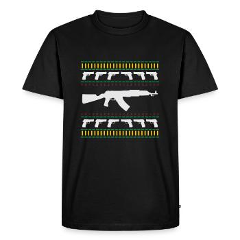 ARMES T SHIRT MOTIF DE NOËL FUNNY - T-shirt Premium bio Homme - noir - Devant - Nico (187cm)