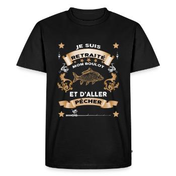 Pecheur en retraite, le bonheur mon nouveau boulot - T-shirt Premium bio Homme - noir - Devant - Nico (187cm)