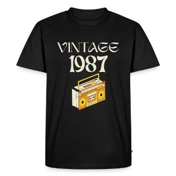 Vintage 1987 Rétro Boombox Cadeau d’anniversaire - T-shirt Premium bio Homme - noir - Devant - Nico (187cm)