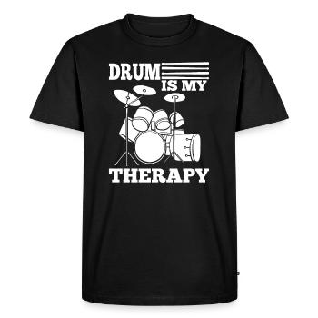 Drum Is My Therapy Drum Set - Funny Drummer Gift - Men's Premium Organic T-Shirt - black - Front - Nico (187cm)