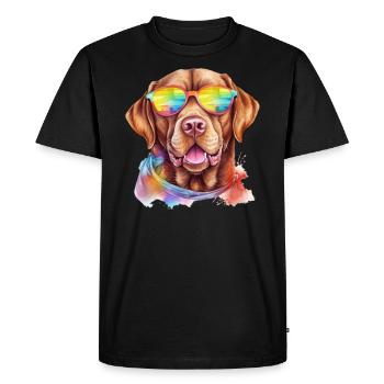 Brown Labrador Retriever Dog avec lunettes de soleil - T-shirt Premium bio Homme - noir - Devant - Nico (187cm)