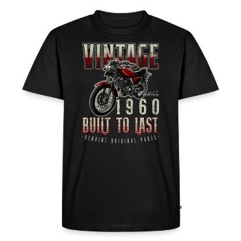 Moto Vintage Motards Motard Anniversaire 1960 - T-shirt Premium bio Homme - noir - Devant - Nico (187cm)