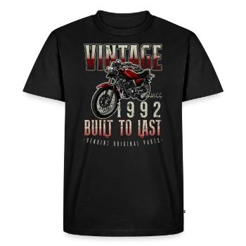 Moto Vintage Motards Motard Anniversaire 1992 - T-shirt Premium bio Homme - noir - Devant - Nico (187cm)