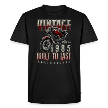 Moto Vintage Motards Moto Anniversaire 1985 - T-shirt Premium bio Homme - noir - Devant - Nico (187cm)