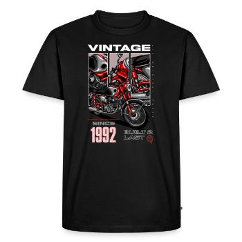 Moto Vintage Motards Motard Anniversaire 1992 - T-shirt Premium bio Homme - noir - Devant - Nico (187cm)