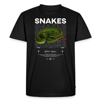 Vipère de fosse à lèvres blanches moderne gardien de reptile - T-shirt Premium bio Homme - noir - Devant - Nico (187cm)
