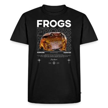 False Tomato Frog Streetwear Frog Keeper - Men's Premium Organic T-Shirt - black - Front - Nico (187cm)