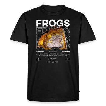 False Tomato Frog Streetwear Frog Keeper - Men's Premium Organic T-Shirt - black - Front - Nico (187cm)