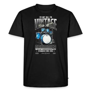 Je ne suis pas vieux je suis batteur rétro vintage 1963 - T-shirt Premium bio Homme - noir - Devant - Nico (187cm)