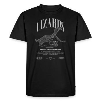 Green Tree Monitor Streetwear Lizard Keeper - Men's Premium Organic T-Shirt - black - Front - Nico (187cm)