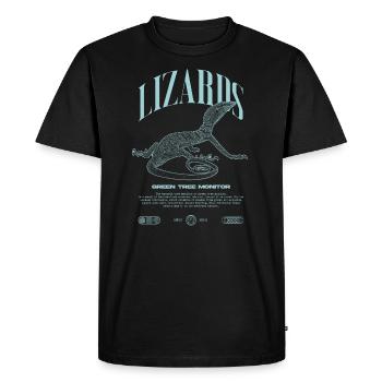 Green Tree Monitor Streetwear Lizard Keeper - Men's Premium Organic T-Shirt - black - Front - Nico (187cm)