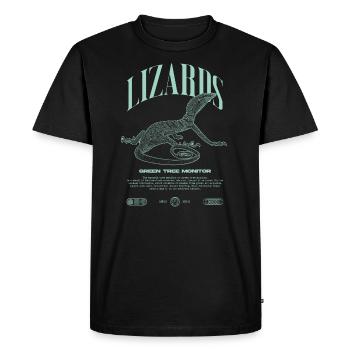 Green Tree Monitor Streetwear Lizard Keeper - Men's Premium Organic T-Shirt - black - Front - Nico (187cm)