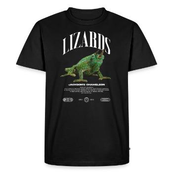 Jackson's Chameleon Streetwear Lizard Keeper - Men's Premium Organic T-Shirt - black - Front - Nico (187cm)