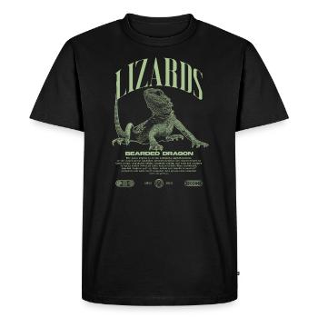 Dragon barbu Streetwear gardien de lézard - T-shirt Premium bio Homme - noir - Devant - Nico (187cm)