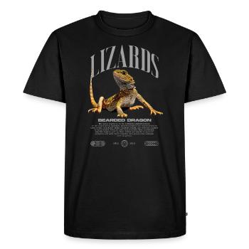 Dragon barbu Streetwear gardien de lézard - T-shirt Premium bio Homme - noir - Devant - Nico (187cm)