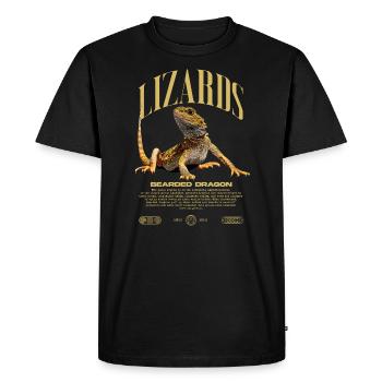 Dragon barbu Streetwear gardien de lézard - T-shirt Premium bio Homme - noir - Devant - Nico (187cm)