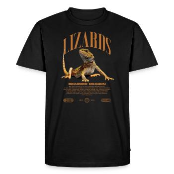 Dragon barbu Streetwear gardien de lézard - T-shirt Premium bio Homme - noir - Devant - Nico (187cm)