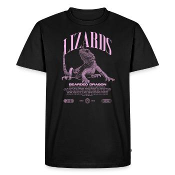 Dragon barbu Streetwear gardien de lézard - T-shirt Premium bio Homme - noir - Devant - Nico (187cm)