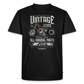 Moto Vintage Motatard Moto Anniversaire 2012 - T-shirt Premium bio Homme - noir - Devant - Nico (187cm)