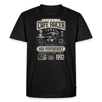 Cafe Racer Moto Anniversaire Motard Né en 1992 - T-shirt Premium bio Homme - noir - Devant - Nico (187cm)