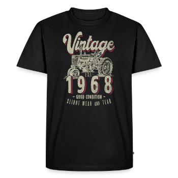 Vintage Tractor Farmer Birthday Born In 1968 - Men's Premium Organic T-Shirt - black - Front - Nico (187cm)