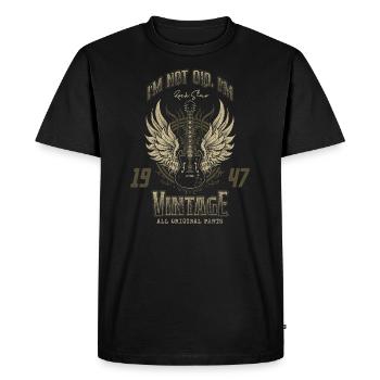 Je ne suis pas vieux Je suis Vintage Retro 1947 Guitariste - T-shirt Premium bio Homme - noir - Devant - Nico (187cm)
