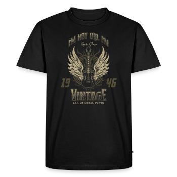 Je ne suis pas vieux Je suis Vintage Retro 1946 Guitariste - T-shirt Premium bio Homme - noir - Devant - Nico (187cm)