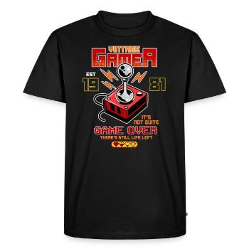 Vintage Gamer Since 1981 Funny Birthday Gaming - Men's Premium Organic T-Shirt - black - Front - Nico (187cm)