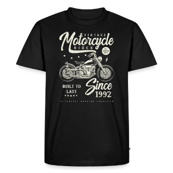 Moto Vintage Motards Moto Anniversaire 1992 - T-shirt Premium bio Homme - noir - Devant - Nico (187cm)