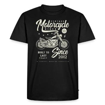 Moto Vintage Motards Moto Anniversaire 2012 - T-shirt Premium bio Homme - noir - Devant - Nico (187cm)