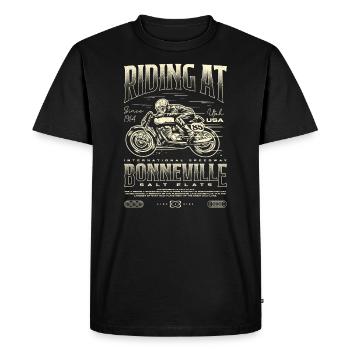 Bonneville Salt Flats Moto Anniversaire 1914 - T-shirt Premium bio Homme - noir - Devant - Nico (187cm)