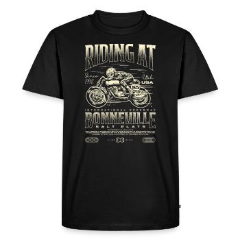 Bonneville Salt Flats Moto Anniversaire 1992 - T-shirt Premium bio Homme - noir - Devant - Nico (187cm)