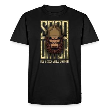 Cache-cache Champion du monde Bigfoot Sasquatch - T-shirt Premium bio Homme - noir - Devant - Nico (187cm)