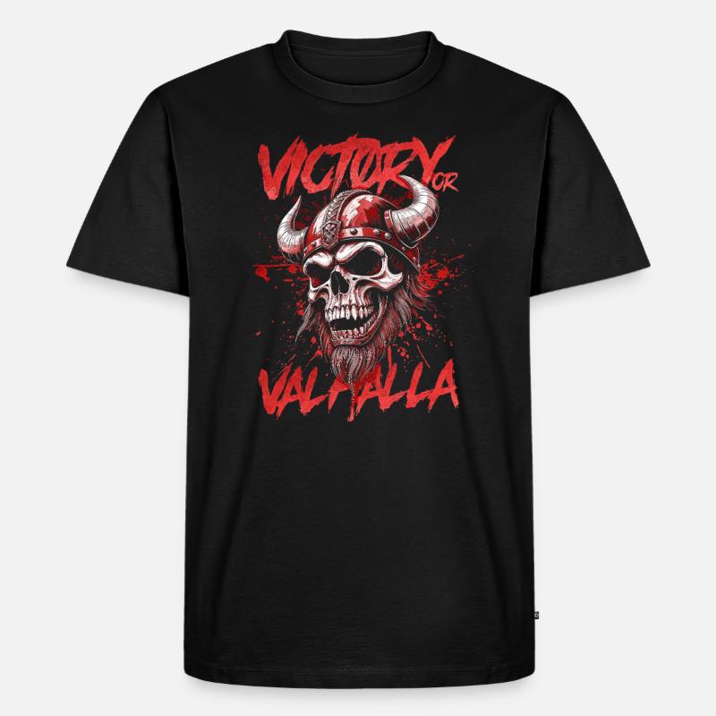Nordischer Wikingersieg oder Walhalla - Männer Premium Bio T-Shirt - Schwarz