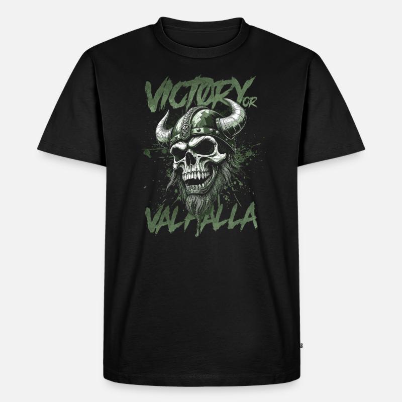Nordischer Wikingersieg oder Walhalla - Männer Premium Bio T-Shirt - Schwarz