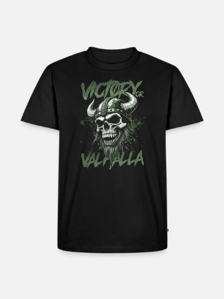 Nordischer Wikingersieg oder Walhalla - Männer Premium Bio T-Shirt - Schwarz
